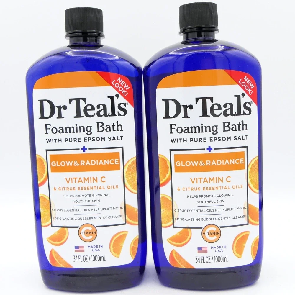 Dr. Teal's Glow & Radiance Foaming Bath w/ Vit C & Citrus 2 Pack 34 fl oz Ea